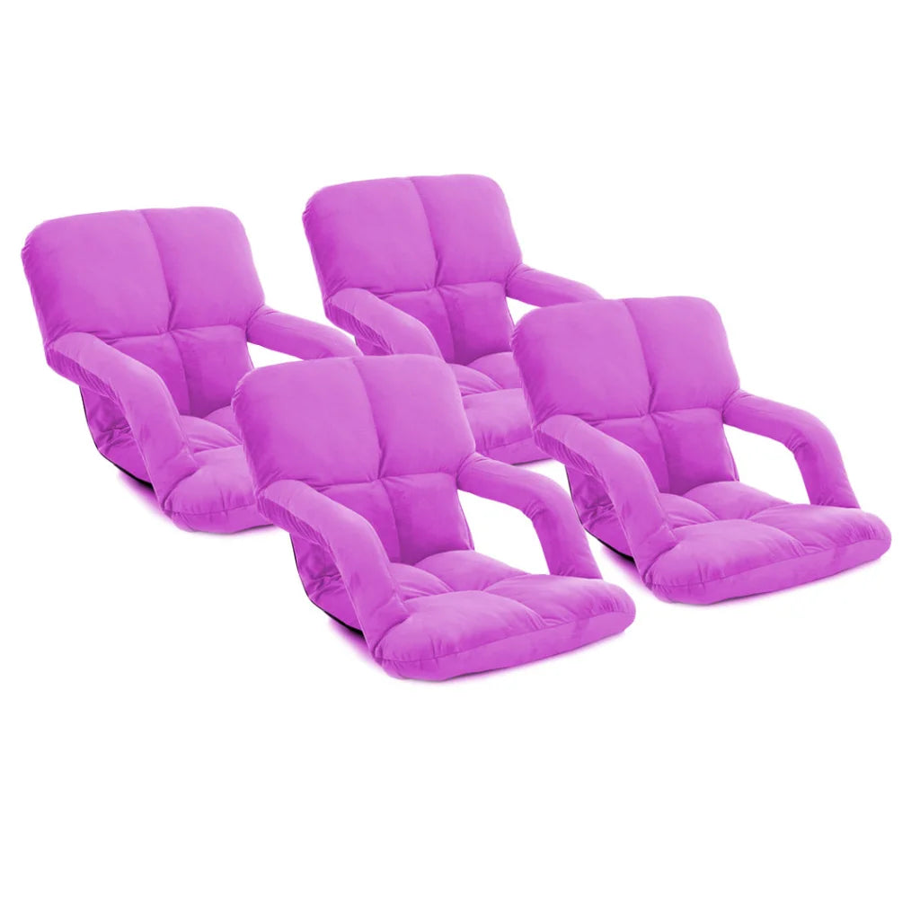 Recliner Chair 4X Foldable Lounge Cushion Adjustable Floor Lazy with Armrest Purple