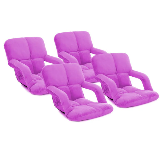 Recliner Chair 4X Foldable Lounge Cushion Adjustable Floor Lazy with Armrest Purple