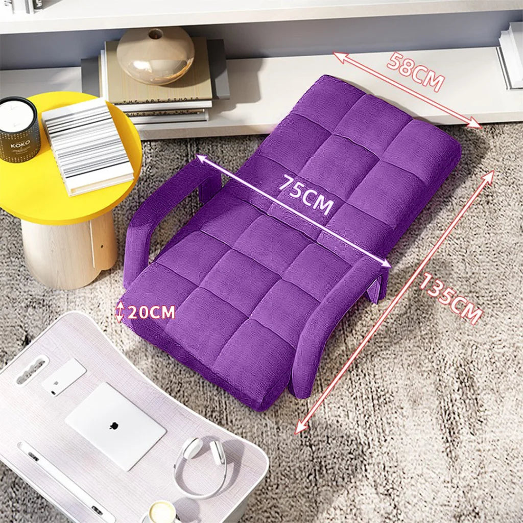 Recliner Chair 4X Foldable Lounge Cushion Adjustable Floor Lazy with Armrest Purple