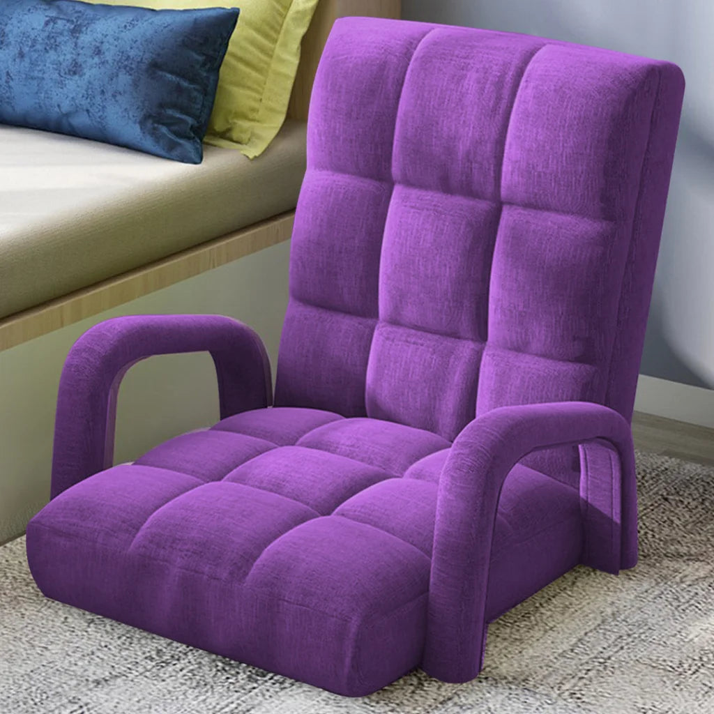 Recliner Chair 4X Foldable Lounge Cushion Adjustable Floor Lazy with Armrest Purple