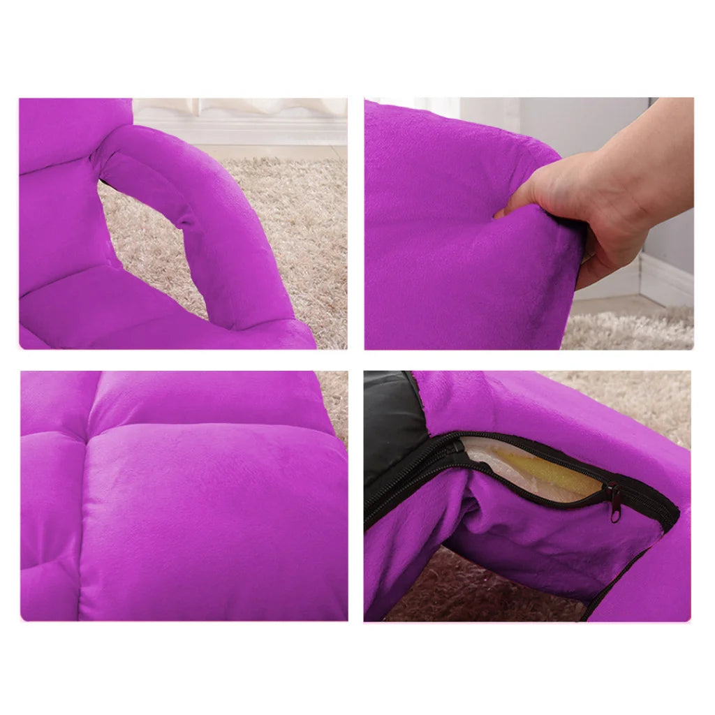 Recliner Chair 4X Foldable Lounge Cushion Adjustable Floor Lazy with Armrest Purple