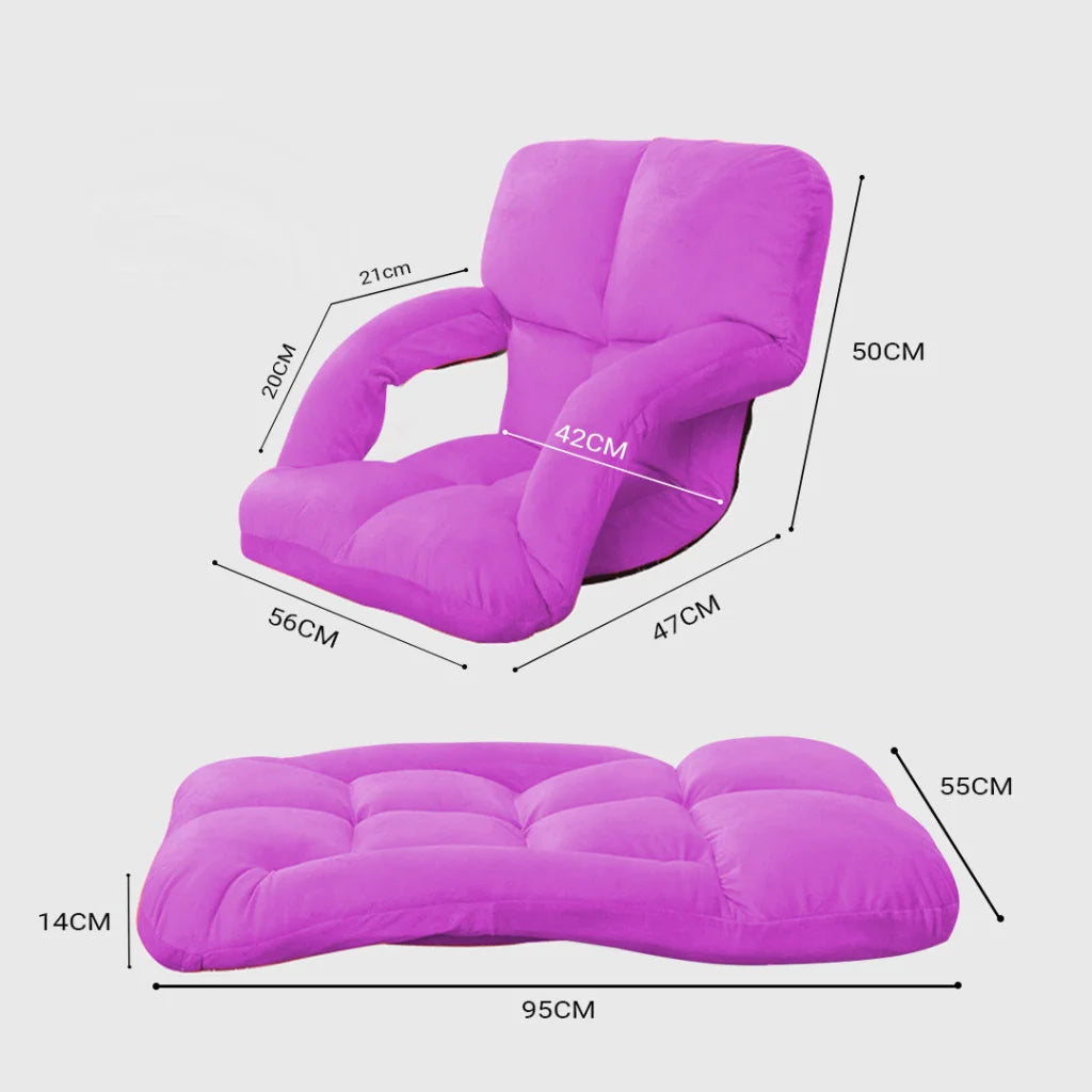 Recliner Chair 4X Foldable Lounge Cushion Adjustable Floor Lazy with Armrest Purple