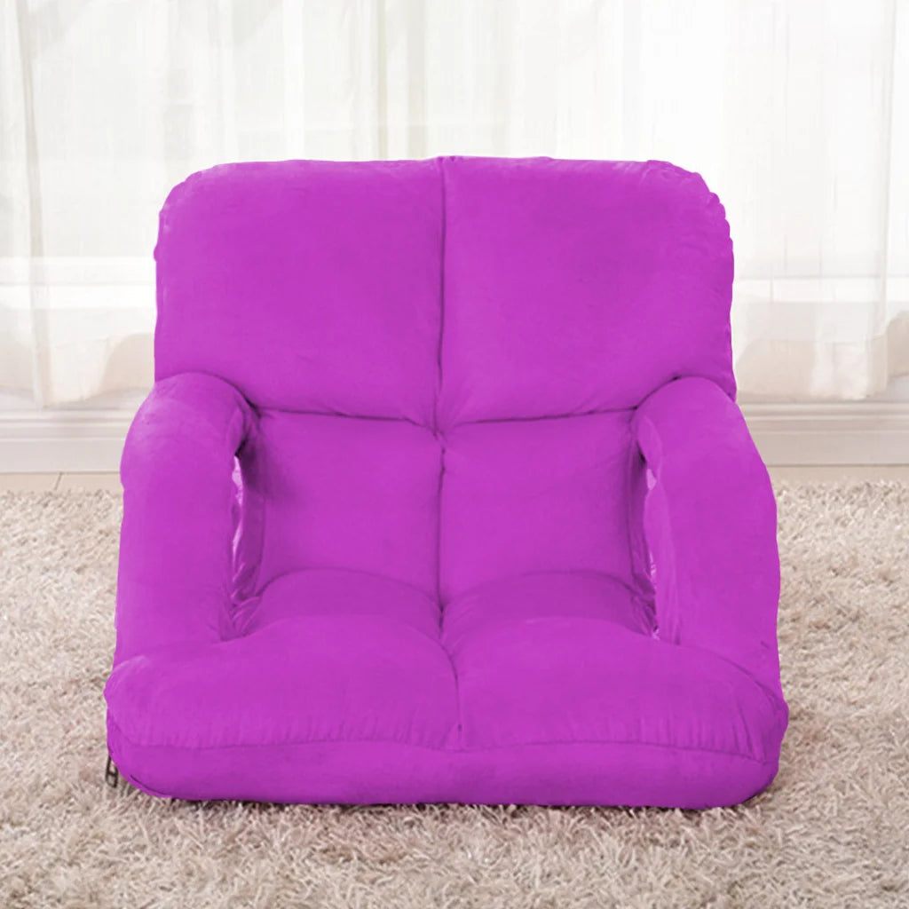 Recliner Chair 4X Foldable Lounge Cushion Adjustable Floor Lazy with Armrest Purple