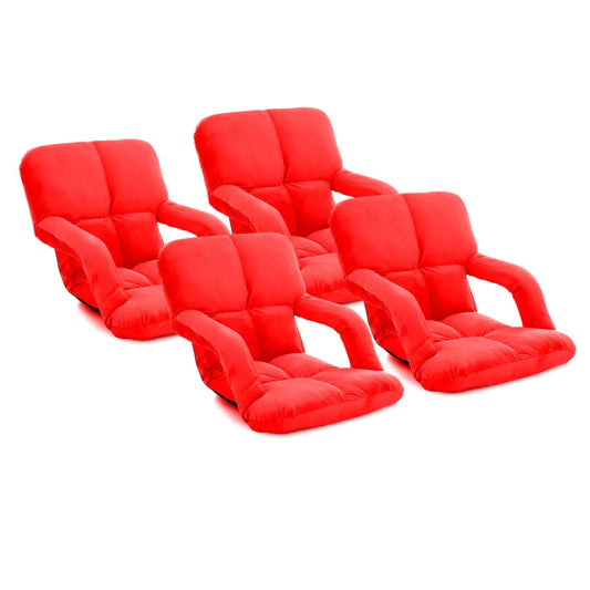 Recliner Chair 4X Foldable Lounge Cushion Adjustable Floor Lazy with Armrest Red