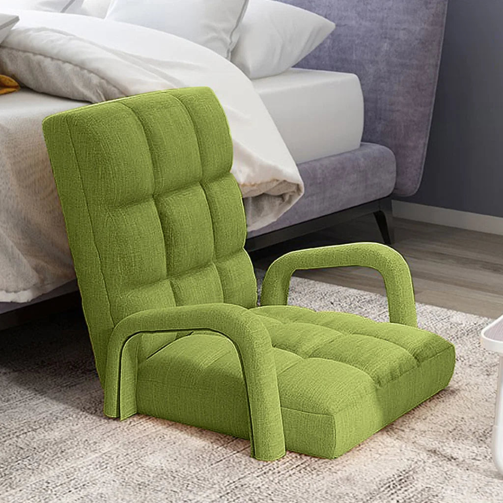 Recliner Chair 4X Foldable Lounge Cushion Adjustable Floor Lazy with Armrest Yellow Green