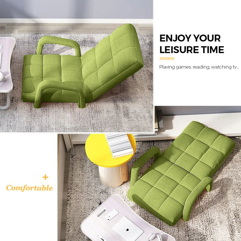 Recliner Chair 4X Foldable Lounge Cushion Adjustable Floor Lazy with Armrest Yellow Green