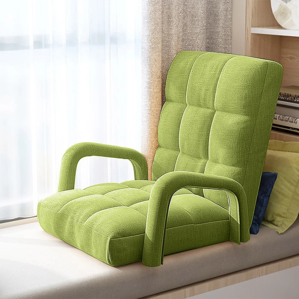 Recliner Chair 4X Foldable Lounge Cushion Adjustable Floor Lazy with Armrest Yellow Green