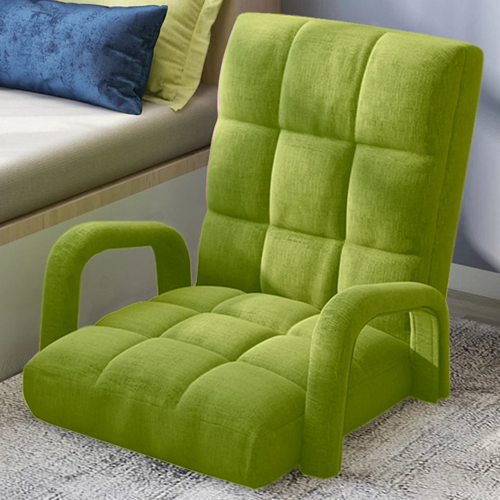 Recliner Chair 4X Foldable Lounge Cushion Adjustable Floor Lazy with Armrest Yellow Green
