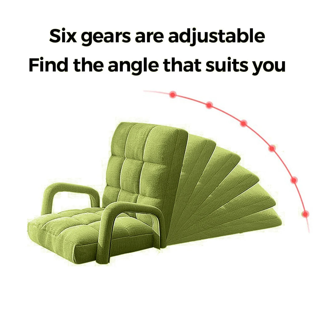 Recliner Chair 4X Foldable Lounge Cushion Adjustable Floor Lazy with Armrest Yellow Green