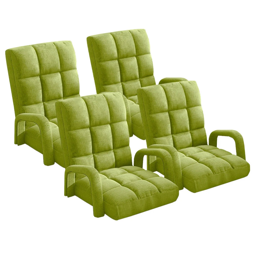 Recliner Chair 4X Foldable Lounge Cushion Adjustable Floor Lazy with Armrest Yellow Green