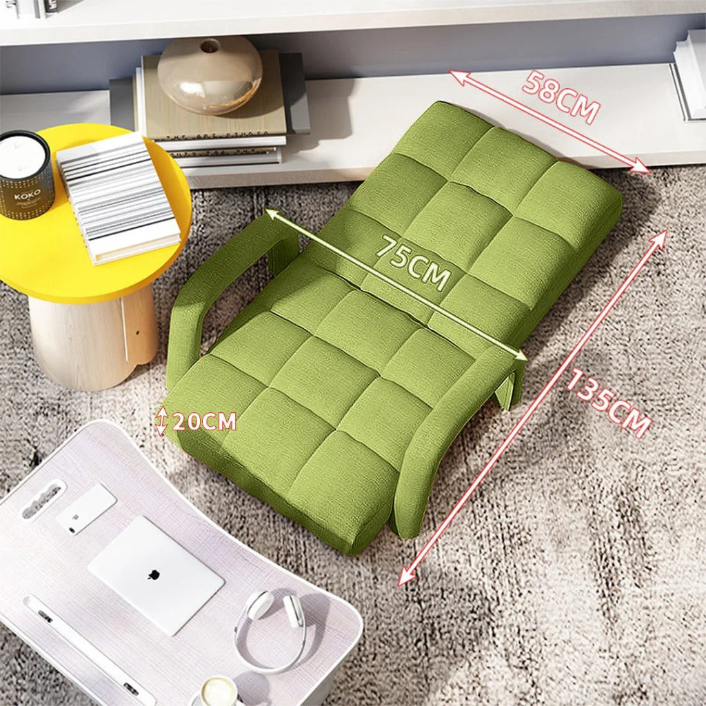 Recliner Chair 4X Foldable Lounge Cushion Adjustable Floor Lazy with Armrest Yellow Green