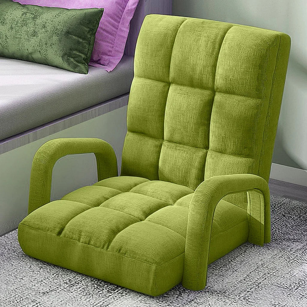 Recliner Chair 4X Foldable Lounge Cushion Adjustable Floor Lazy with Armrest Yellow Green