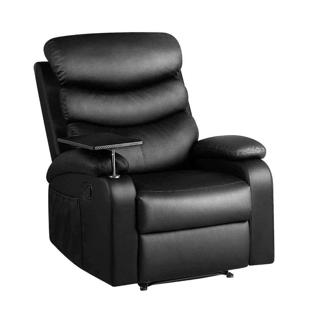 Recliner Chair Armchair Lounge Sofa Couch Leather Black
