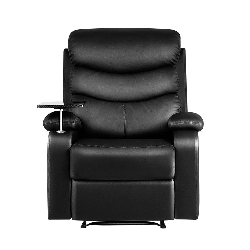 Recliner Chair Armchair Lounge Sofa Couch Leather Black