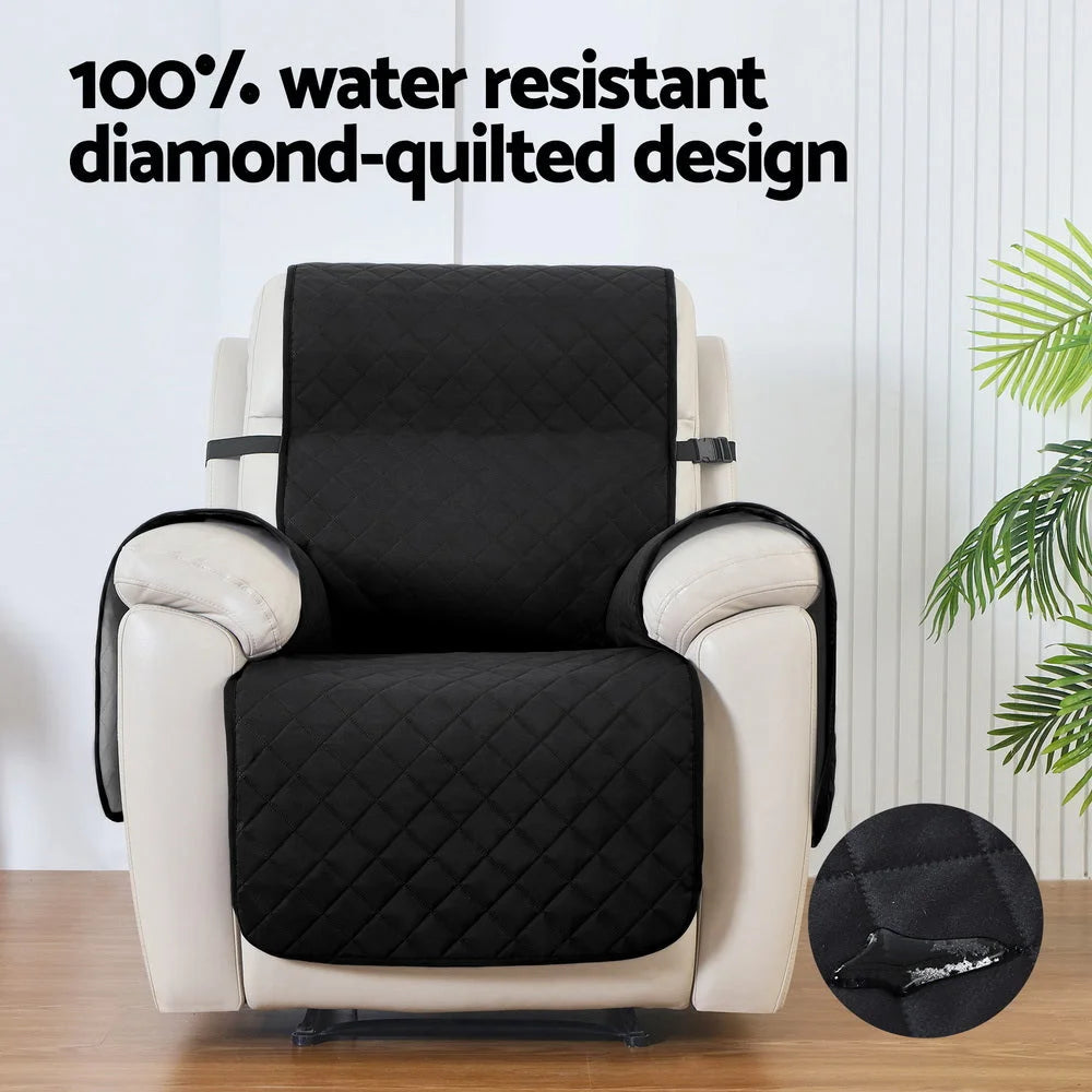 Recliner Chair Cover 100% Water Resistant - Black