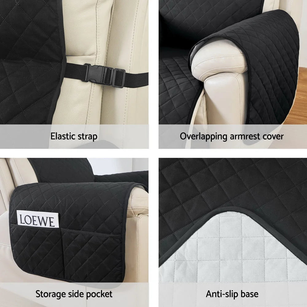 Recliner Chair Cover 100% Water Resistant - Black