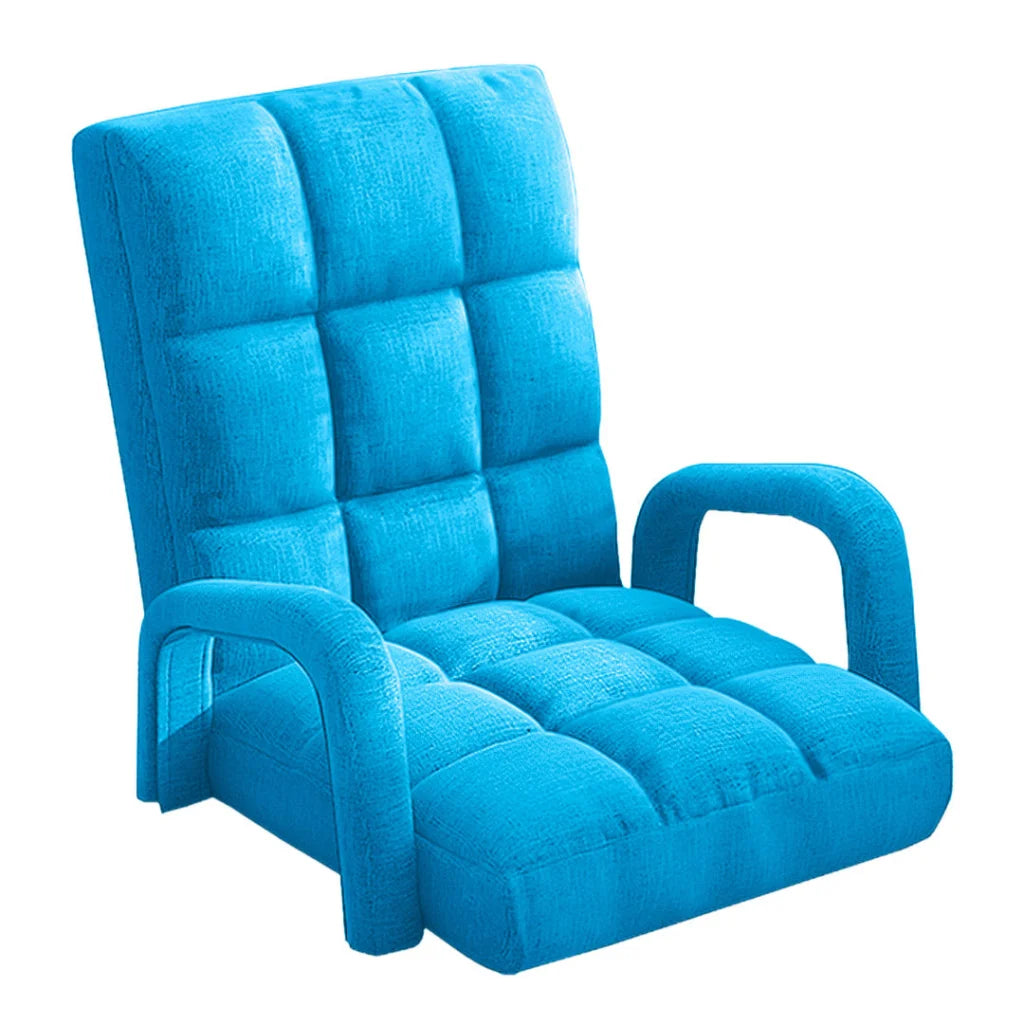 Recliner Chair Foldable Lounge Cushion Adjustable Floor Lazy with Armrest Blue