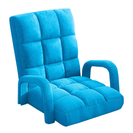 Recliner Chair Foldable Lounge Cushion Adjustable Floor Lazy with Armrest Blue