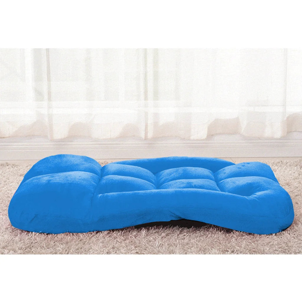 Recliner Chair Foldable Lounge Cushion Adjustable Floor Lazy with Armrest Blue