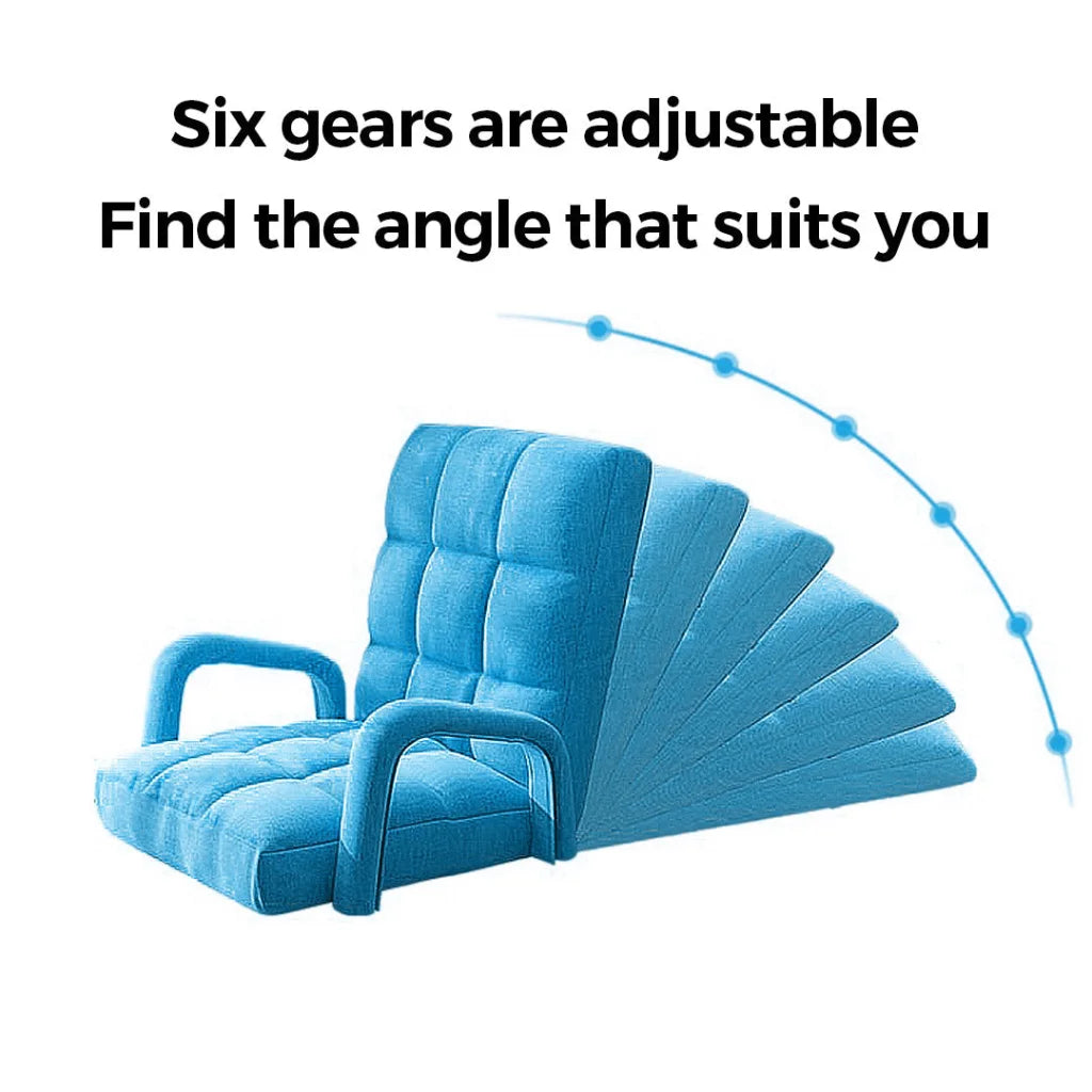 Recliner Chair Foldable Lounge Cushion Adjustable Floor Lazy with Armrest Blue