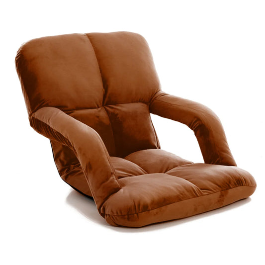 Recliner Chair Foldable Lounge Cushion Adjustable Floor Lazy with Armrest Coffee