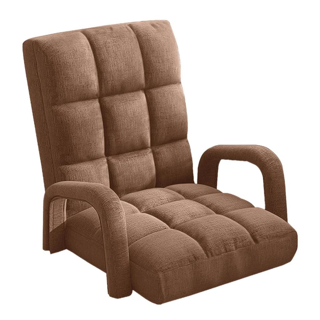 Recliner Chair Foldable Lounge Cushion Adjustable Floor Lazy with Armrest Coffee
