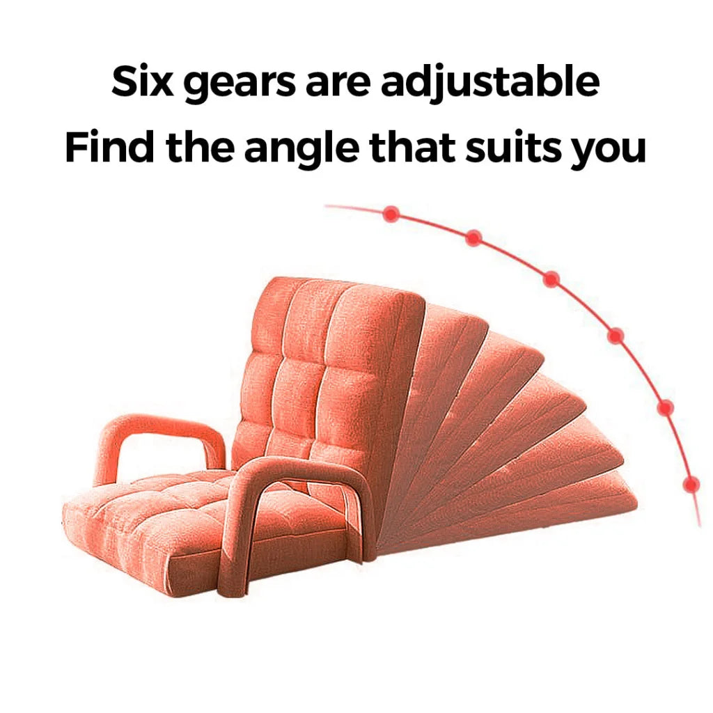 Recliner Chair Foldable Lounge Cushion Adjustable Floor Lazy with Armrest Orange