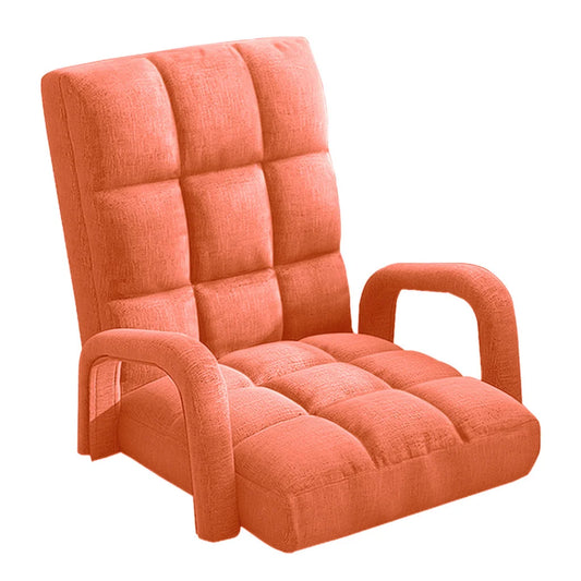 Recliner Chair Foldable Lounge Cushion Adjustable Floor Lazy with Armrest Orange