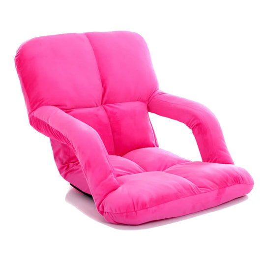 Recliner Chair Foldable Lounge Cushion Adjustable Floor Lazy with Armrest Pink