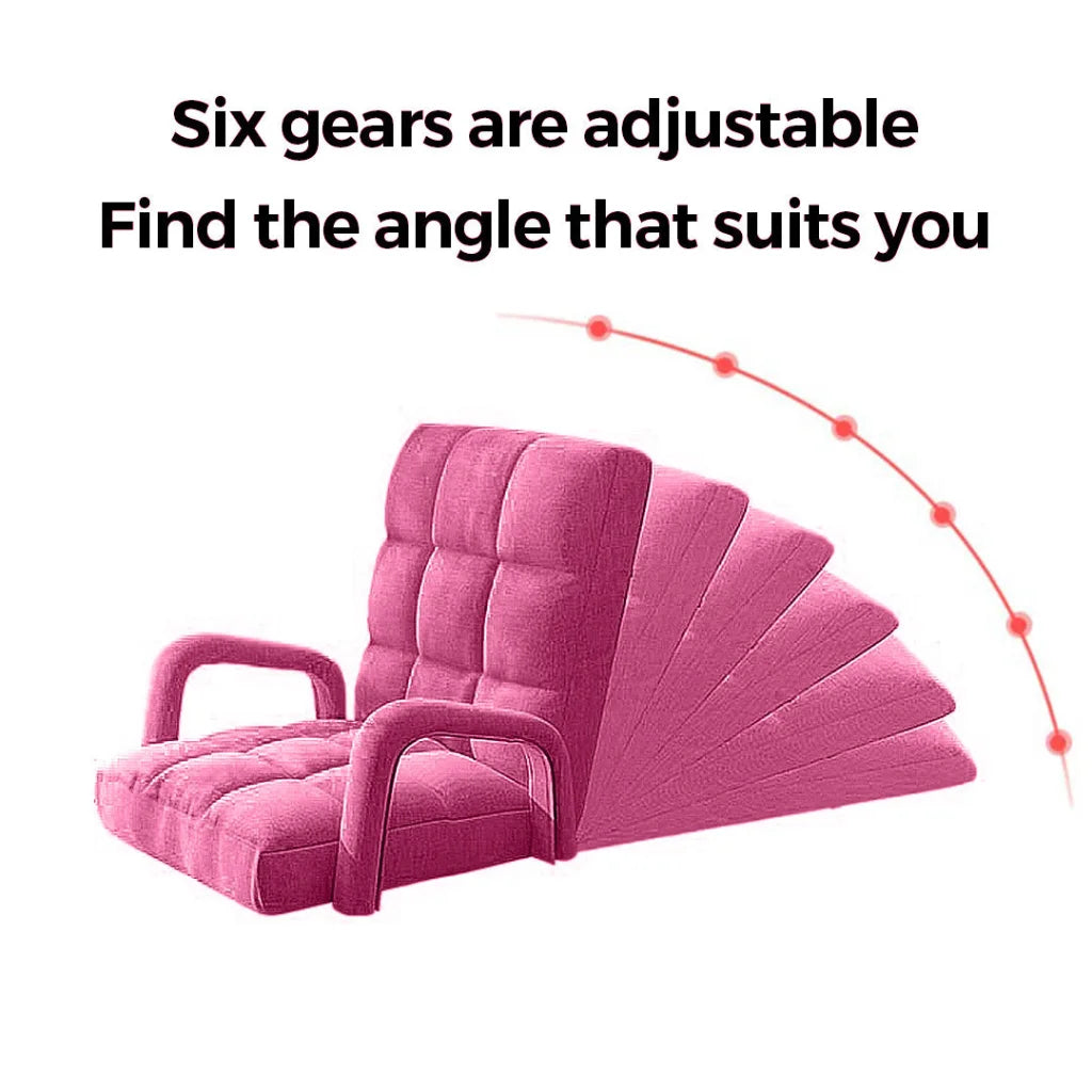 Recliner Chair Foldable Lounge Cushion Adjustable Floor Lazy with Armrest Pink