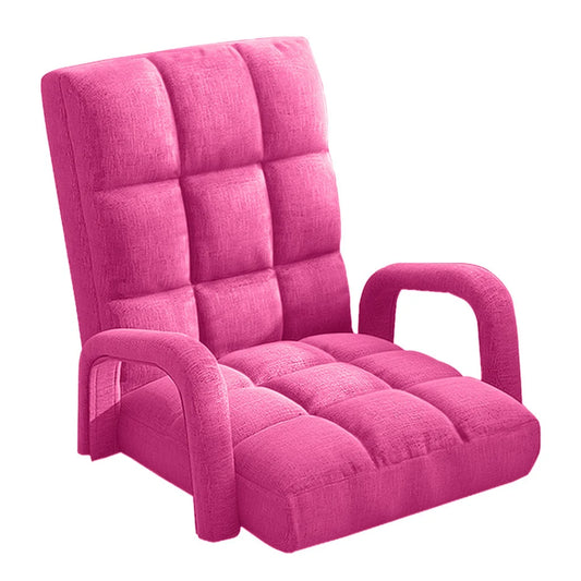 Recliner Chair Foldable Lounge Cushion Adjustable Floor Lazy with Armrest Pink