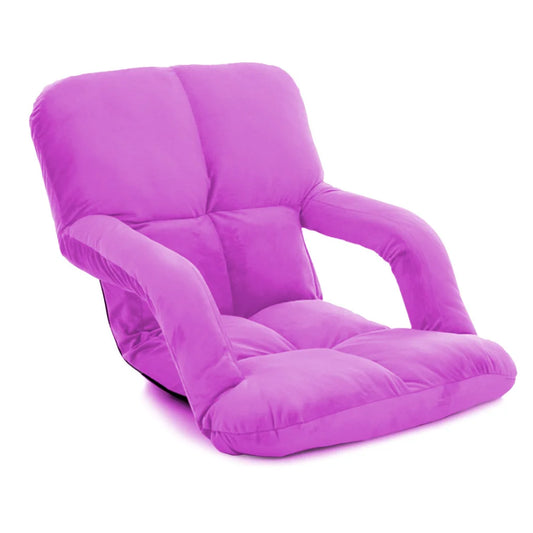 Recliner Chair Foldable Lounge Cushion Adjustable Floor Lazy with Armrest Purple