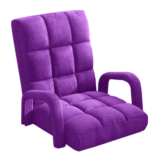 Recliner Chair Foldable Lounge Cushion Adjustable Floor Lazy with Armrest Purple