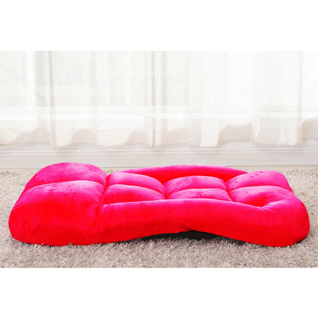 Recliner Chair Foldable Lounge Cushion Adjustable Floor Lazy with Armrest Red