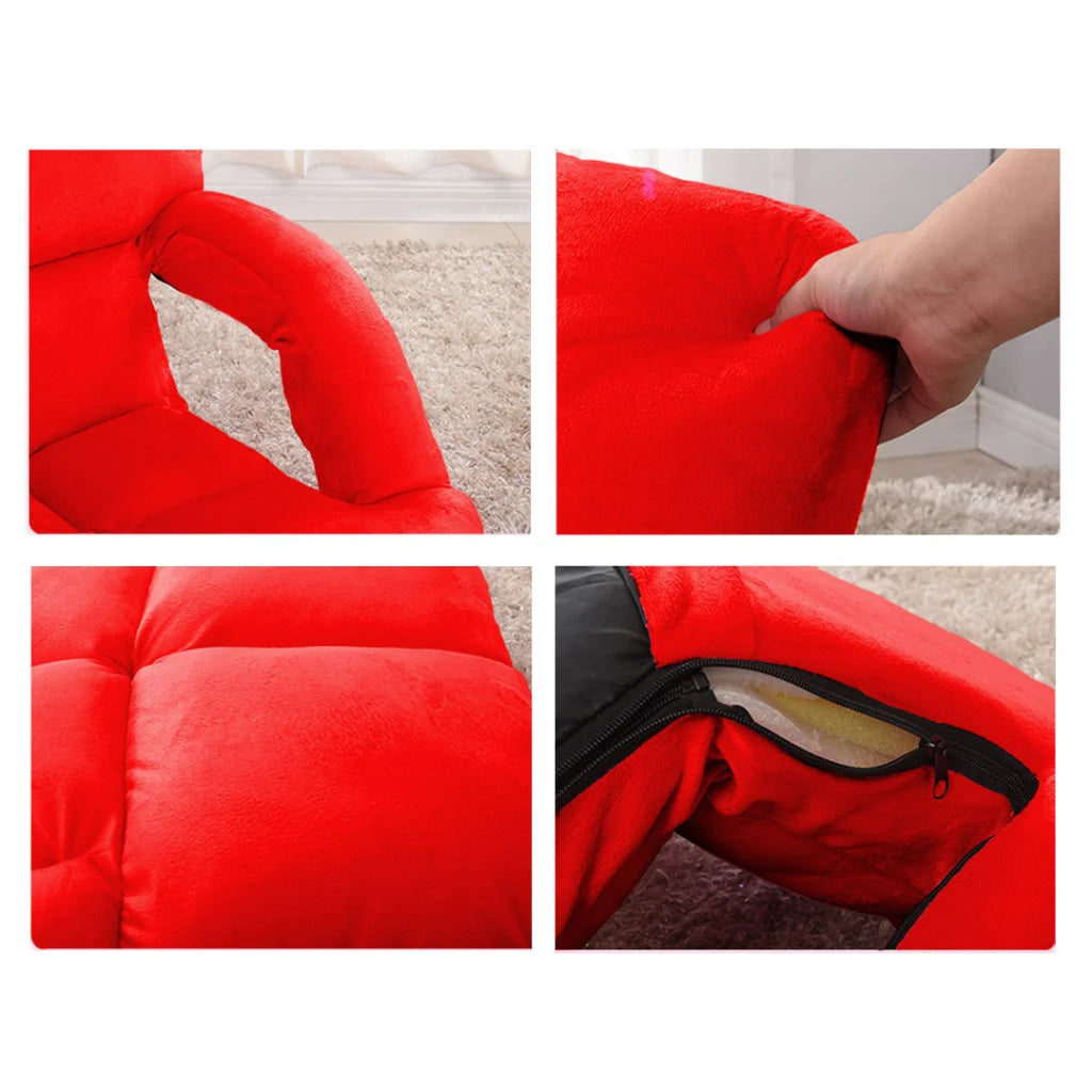Recliner Chair Foldable Lounge Cushion Adjustable Floor Lazy with Armrest Red