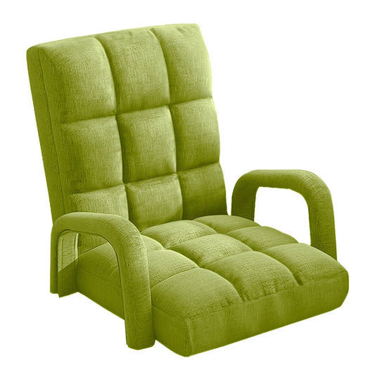Recliner Chair Foldable Lounge Cushion Adjustable Floor Lazy with Armrest Yellow Green