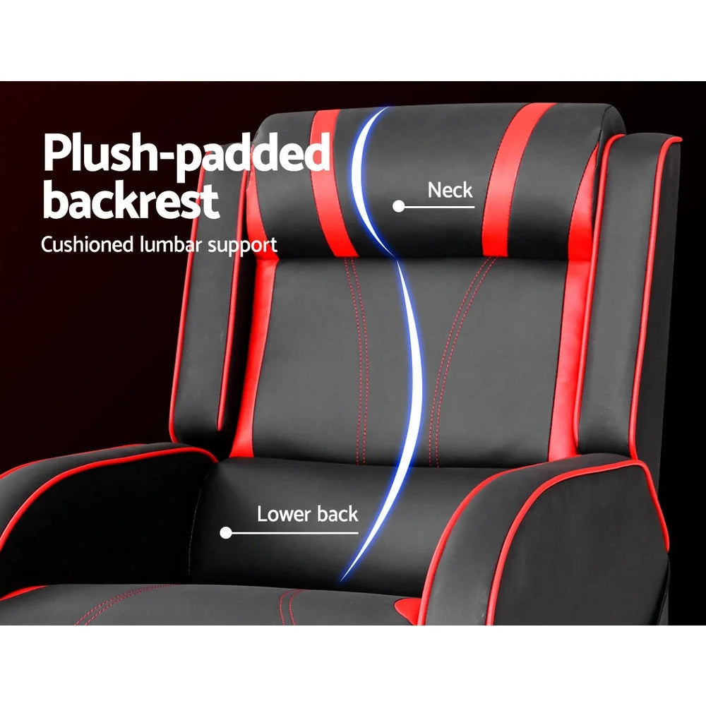 Recliner Chair Gaming Racing Armchair Lounge Sofa - Black