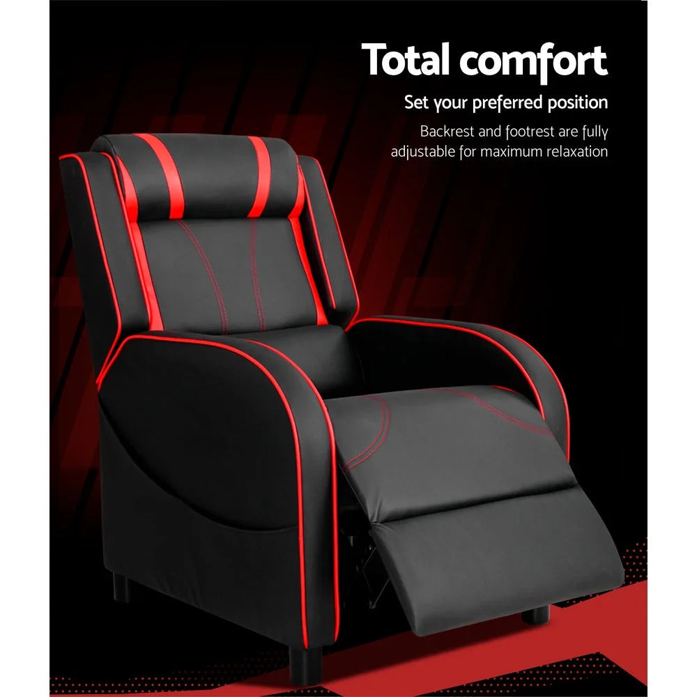 Recliner Chair Gaming Racing Armchair Lounge Sofa - Black