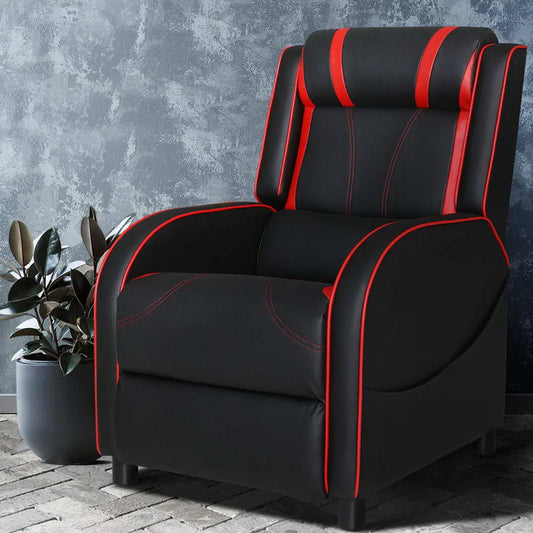 Recliner Chair Gaming Racing Armchair Lounge Sofa - Black