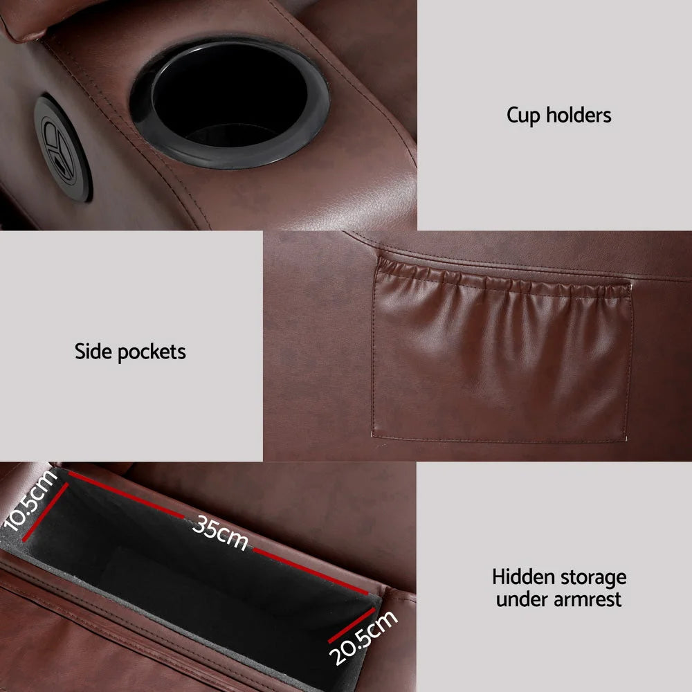 Recliner Chair Lift Assist Heated Massage Leather - Claude