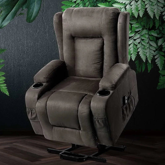 Recliner Chair Lift Heated Massage Lounge Sofa - Fabric