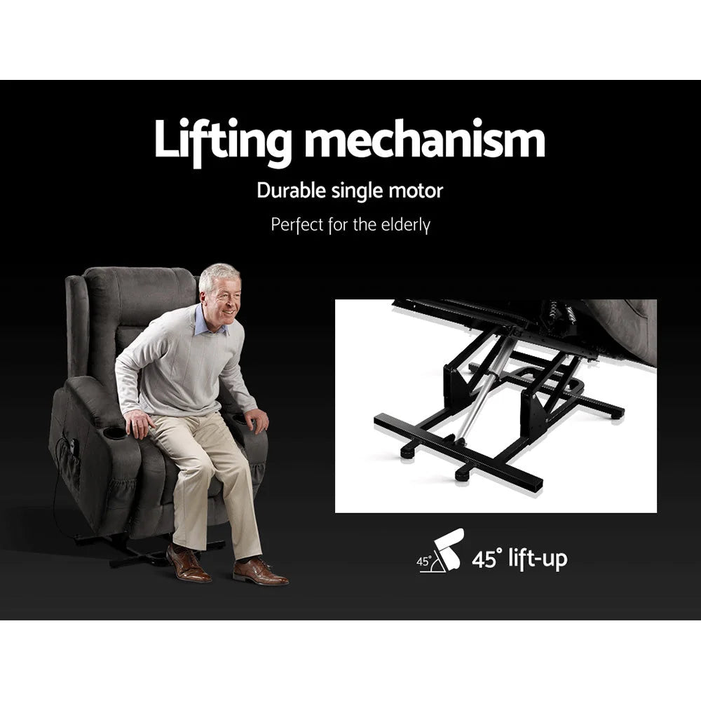 Recliner Chair Lift Heated Massage Lounge Sofa - Fabric