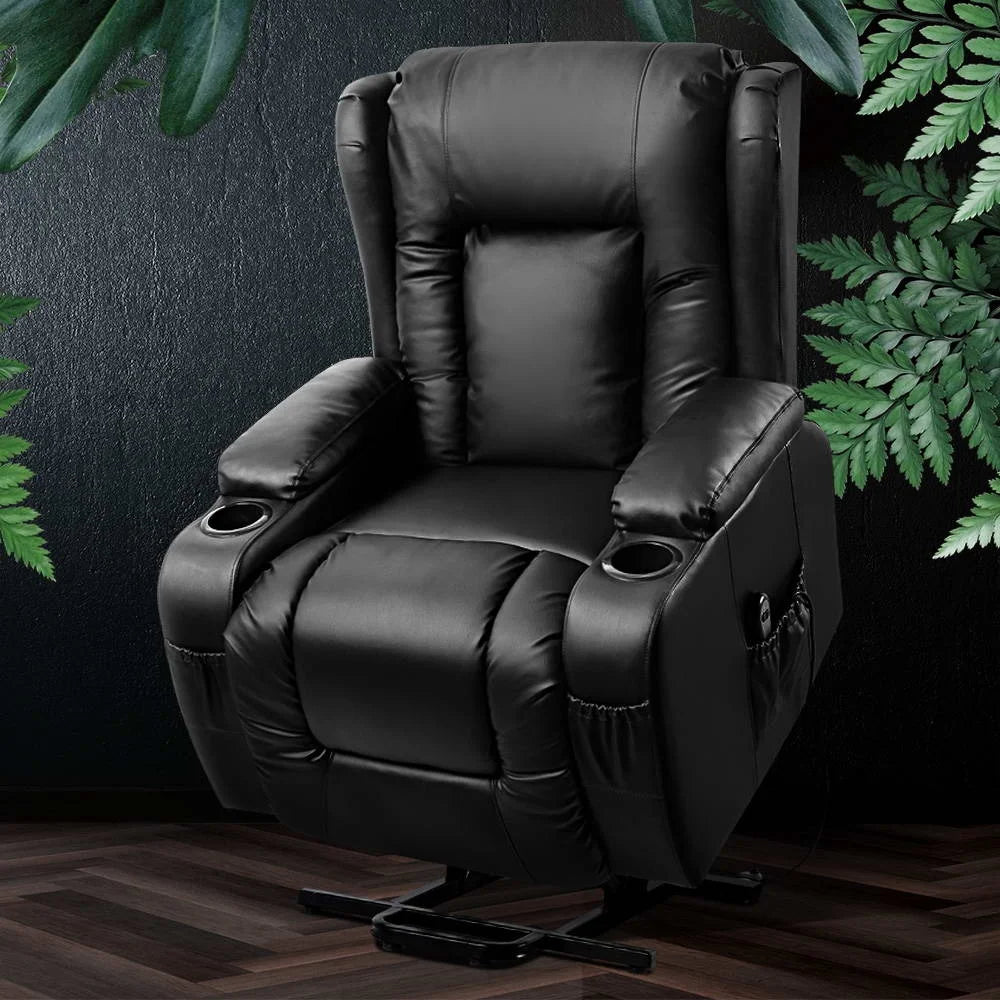 Recliner Chair Lift Heated Massage Lounge Sofa - Leather