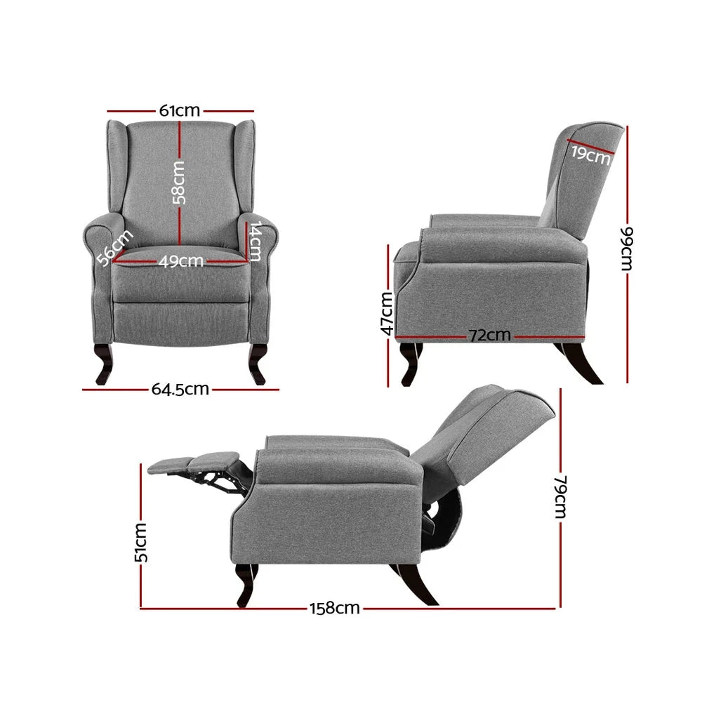 Recliner Chair Luxury Lounge Armchair Fabric Single Sofa