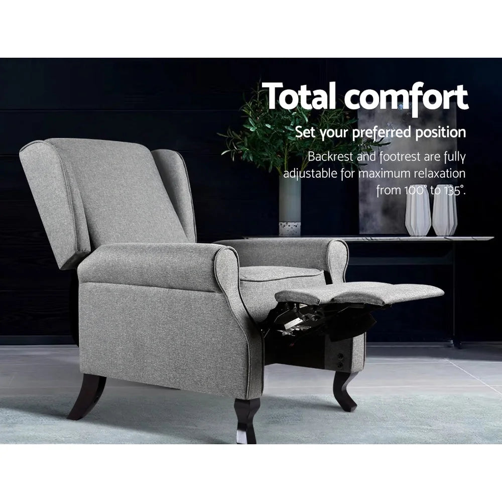 Recliner Chair Luxury Lounge Armchair Fabric Single Sofa