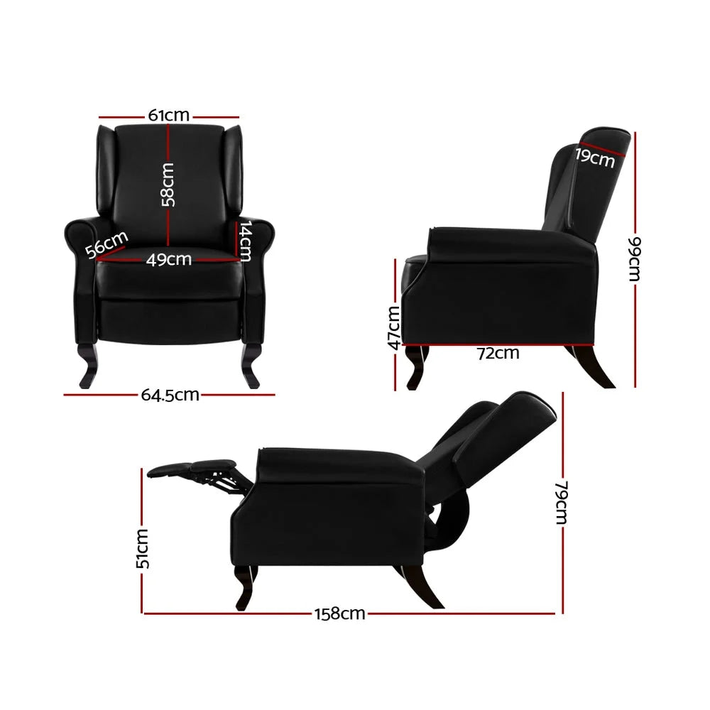 Recliner Chair Luxury Lounge Armchair PU Leather Single