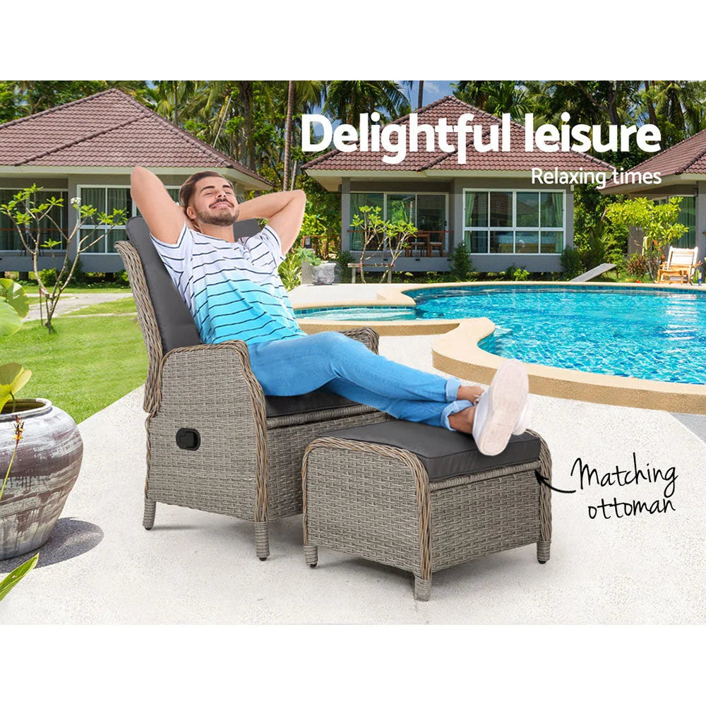 Recliner Chair Sun lounge Outdoor Furniture Patio Wicker