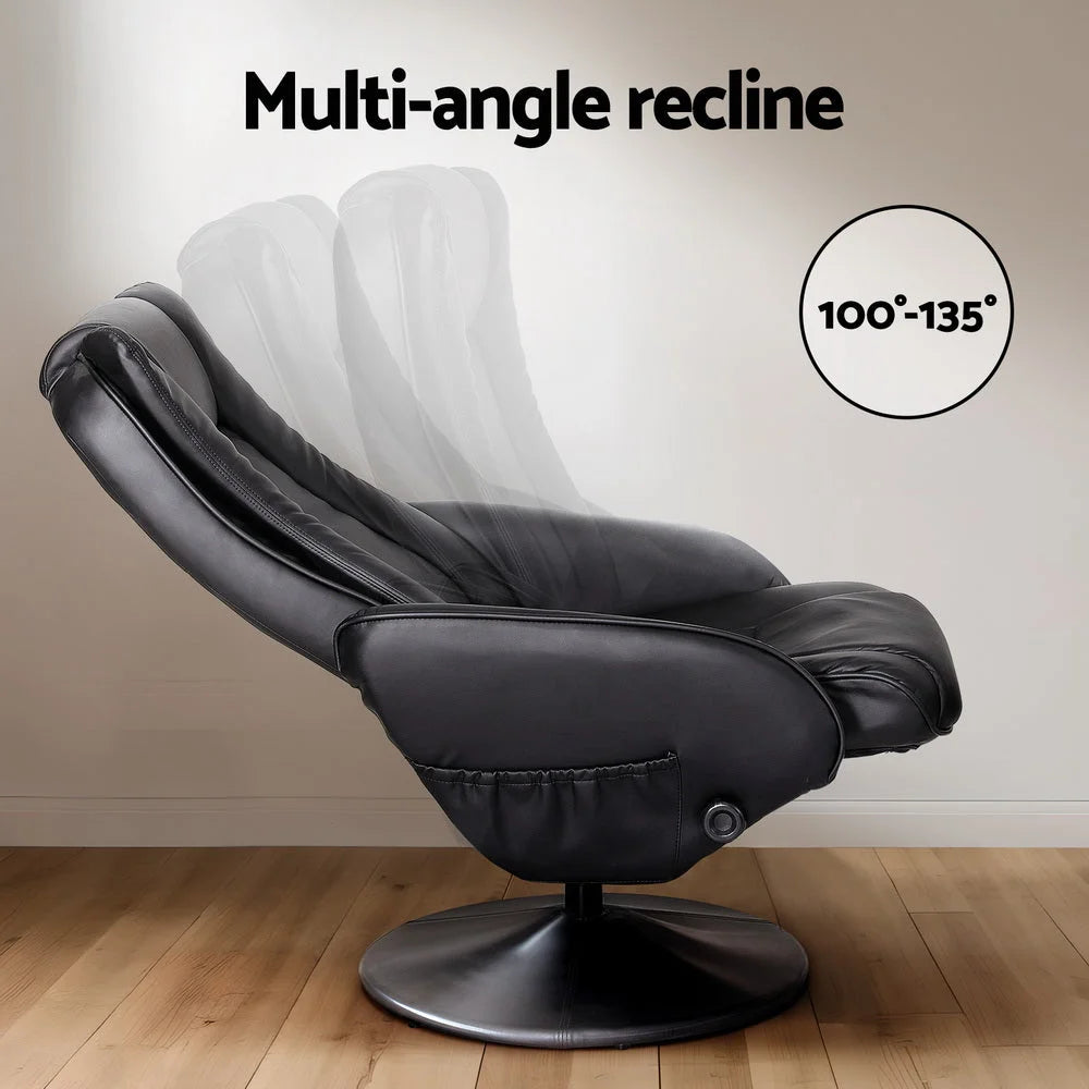 Recliner Chair with Ottoman Heated Massage - Black