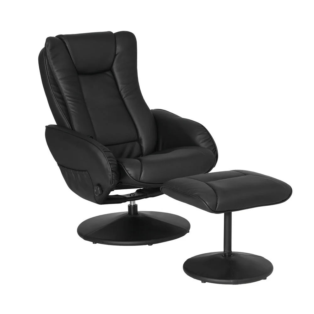 Recliner Chair with Ottoman Heated Massage - Black