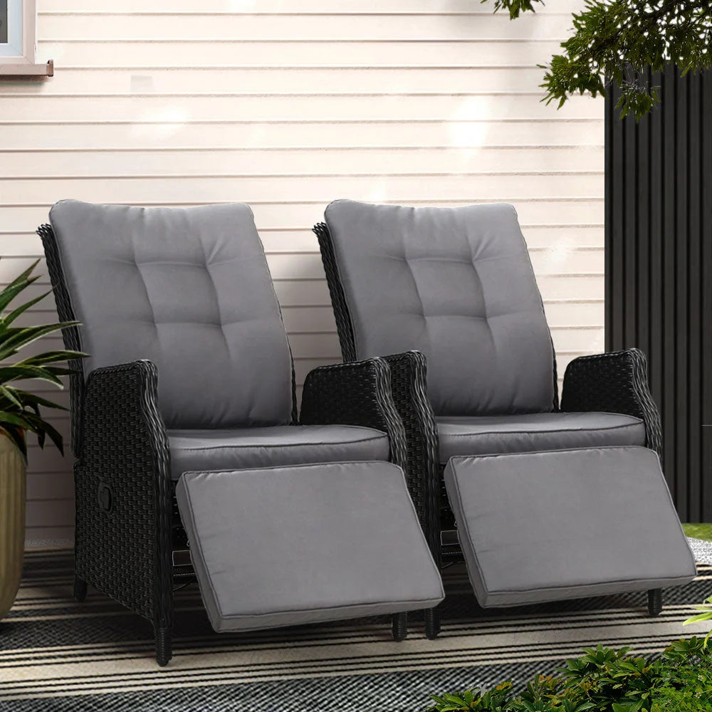 Recliner Chairs Set of 2 Sun Lounge Outdoor Furniture Patio
